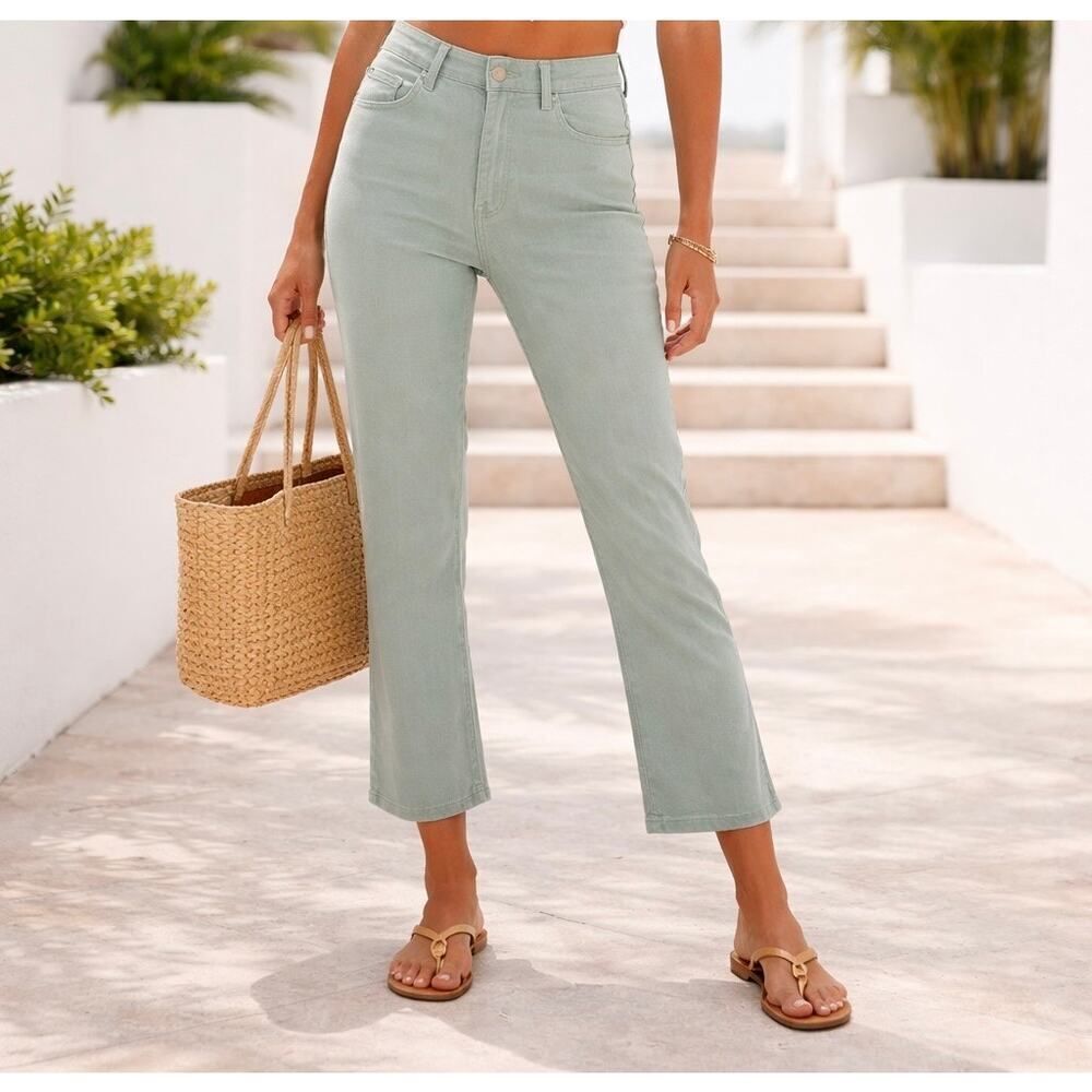 SPORTMAX Women's Perfect Fit Mini Flare Cropped Denim Jeans Light Blue Size 26